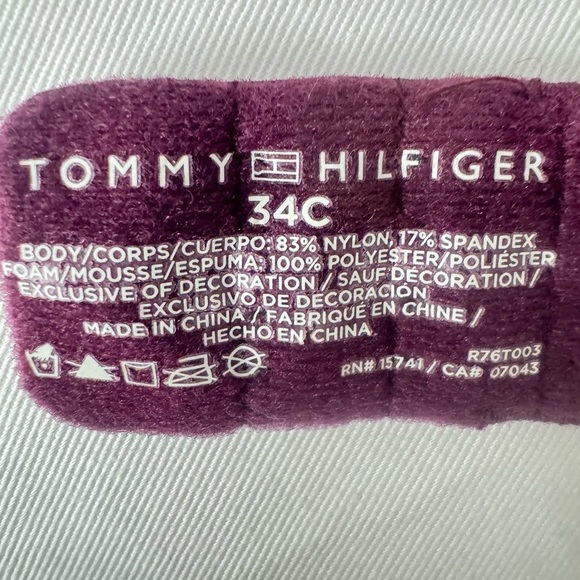 Tommy Hilfiger Push Up Bra Women's Red Wine Size 34C Padded Comfort Soft Lined - Picture 5 of 6